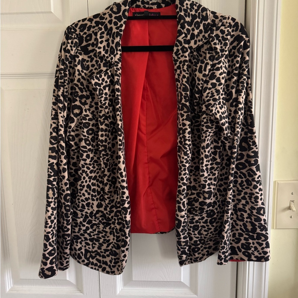 Leopard Print Jacket with Red Lining